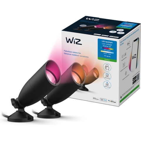 WiZ Grondspot voor buiten - Wit en Gekleurd Licht - starterset - Zwart