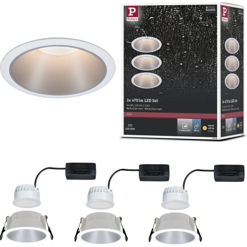 Paulmann 93410 Cole Coin Inbouwlamp Set van 3 stuks LED 6 W Wit, Zilver