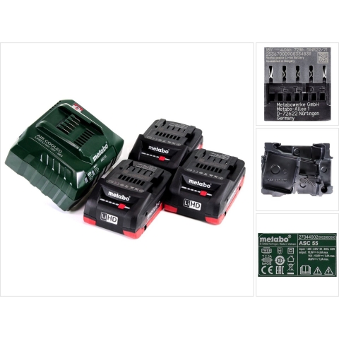 Metabo Basic-Set 3 x LiHD 4.0 Ah 685132000 Accu en acculader voor gereedschap 18 V 4.0 Ah LiHD
