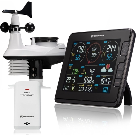 BRESSER profi WLAN Weercenter 7-in-1 met Lichtintensiteit- en UV-Meting (Language Code 2 | zwart)