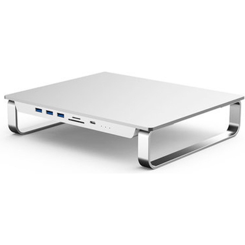 Aluminium verhoger voor Apple iMac 24"of Monitor  met USB-C hub - USB3.0 docking station incl. 2,5” SATA HDD én M.2 SSD behuizing