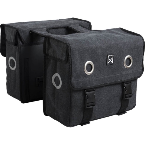 Dubbele fietstas Canvas Tas 52L Zwart