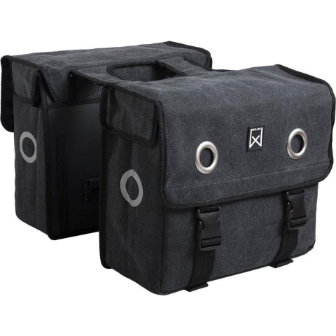Dubbele fietstas Canvas Tas 30L Zwart