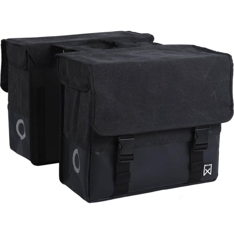 Dubbele fietstas Canvas Tas Plus 30L Zwart/Matzwart