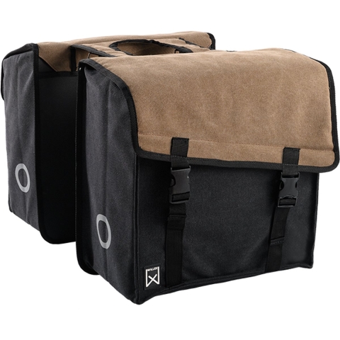 Dubbele fietstas Canvas Tas 101 38L Bruin/Zwart