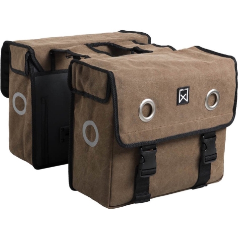 Dubbele fietstas Canvas Tas 40L Bruin
