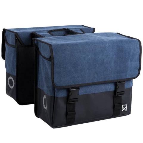 Dubbele fietstas Canvas Tas Plus 48L Blauw/Matzwart