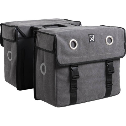 Dubbele fietstas Canvas Tas 52L Grijs