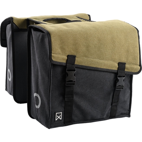 Dubbele fietstas Canvas Tas 101 38L Groen/Zwart