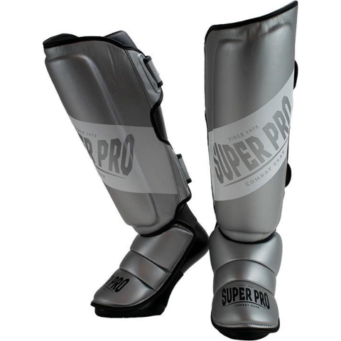 Super Pro Combat Gear Rebel Scheenbeschermers - Zwart/Grijs/Wit - M