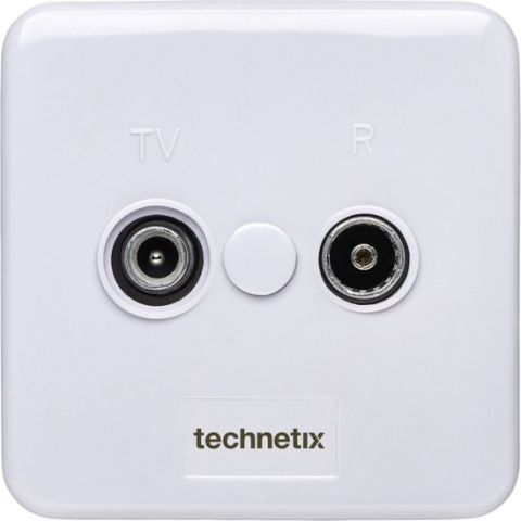 Radio/TV Wandcontactdoos Coax 2 Uitgangen Wit