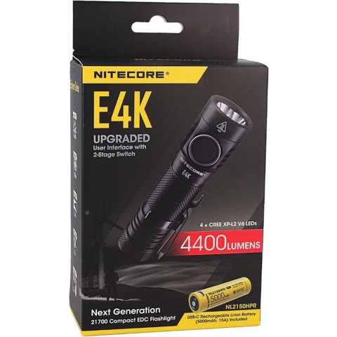 Nitecore E4K Zaklamp - 4400Lm - Oplaadbaar