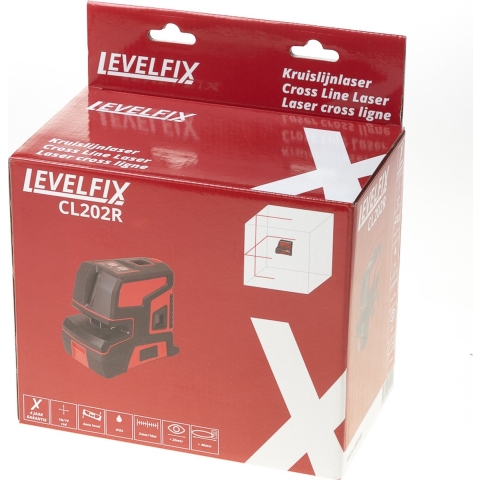 Levelfix CL202R Zelfnivellerende Kruislijnlaser In Tas - Rood - 40m