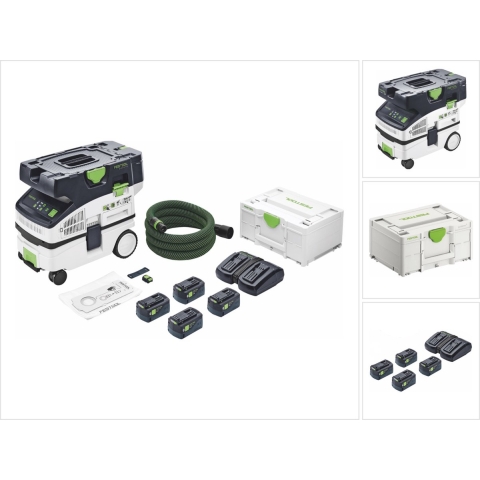 Festool CTLC MINI I-Plus 36V (2x18V) Li-Ion Accu Stofzuiger Set (4x 5,0Ah) - 3100l/min - Stofklasse L