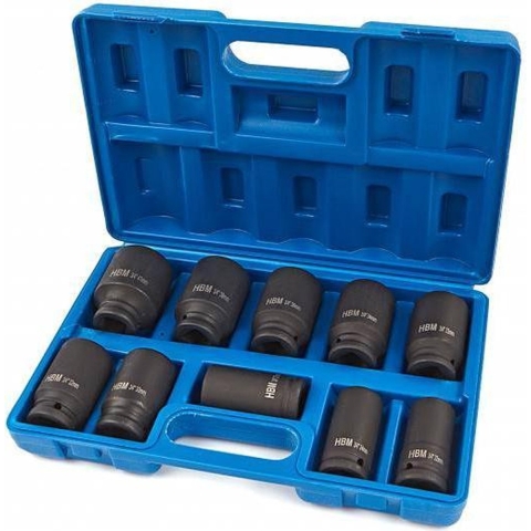 HBM 10-delige 3/4"krachtdoppenset grote maten