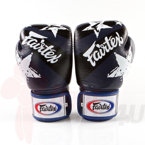 Fairtex Nation Print (Kick)bokshandschoenen - Blauw - 16 oz