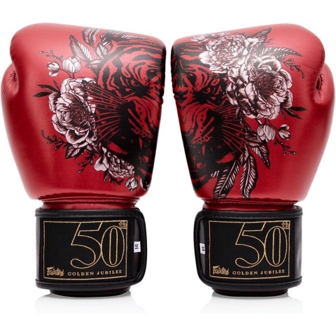 Fairtex Golden Jubilee Premium (Kick)bokshandschoenen - Rood/Zwart - 14 oz