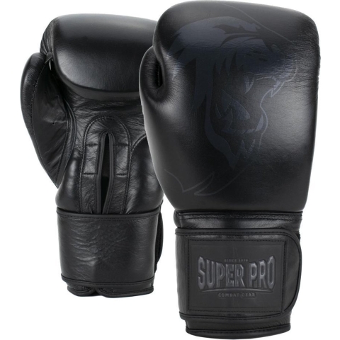 Super Pro Combat Gear Legend Lederen (Kick)Bokshandschoenen - Zwart - 12 oz