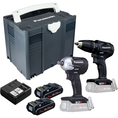 Panasonic EYC242PN2G 18V Accu Boor-/schroefmachine (EY79A3)&Slagmoersleutel (EY75A8) Combiset (2x 3.0Ah Accu) In T-LOC