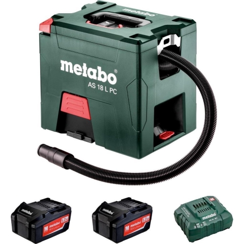 Metabo AS 18 L PC Li-Ion Accu Alleszuiger / Bouwstofzuiger Set (2x 5,2Ah Li-Power Accu) - L-Klasse - 7,5L