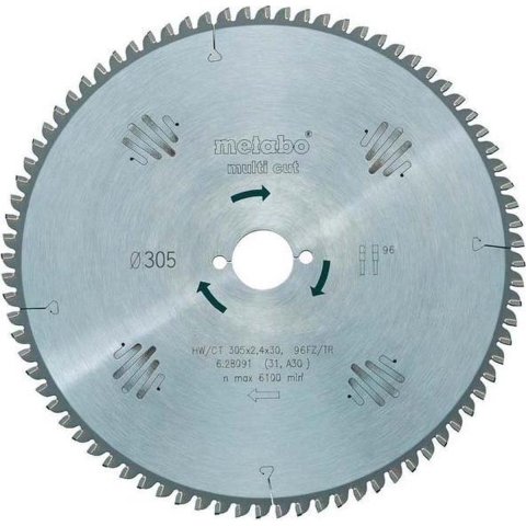 Metabo 628091000 Multi Cut Cirkelzaagblad - 305 X 30 X 96T Hout / Epoxy / Aluminium / Kunststof
