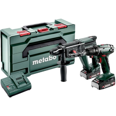 Metabo Comboset 2.3.2. 18V Li-ion Accu Schroefboormachine En Combihamer Set (2x2.0Ah) In MetaBOX