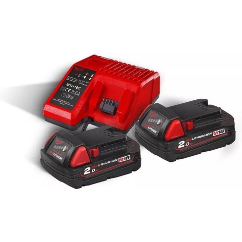 Milwaukee M18 NRG-202 18V Li-Ion Starterset Accu's En Lader - 2,0Ah