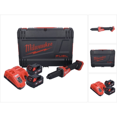 Milwaukee M18 FDGROVB-502X FUEL™ ONE-KEY™ Rechte Stiftslijper Met RAPIDSTOP™ En Schuifschakelaar - (2x 5.0Ah)