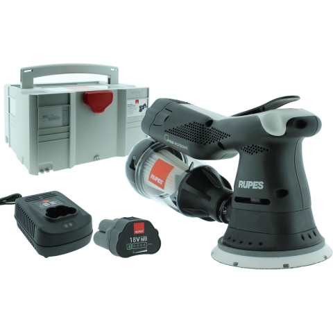 RUPES RU-HSR73 18V Li-ion Accu Excentrische Schuurmachine Set (2x 2.5Ah) - IBrid - Met Stofafzuiging - In Systainer