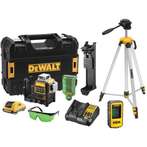 DeWALT DCE089D1GTRID 10.8V Li-Ion Accu Zelfnivellerende Kruislijnlaser Set (1x 2.0Ah Accu) In Koffer - 3 Lijnen - 30m - Groen