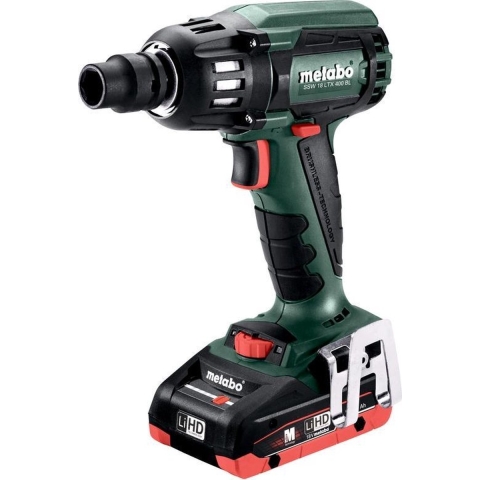Metabo SSW 18 LTX 400 BL 18V LiHD Accu Slagmoersleutel Set (2x 4.0Ah Accu) In MetaBOX - 400Nm - 1/2"- Koolborstelloos