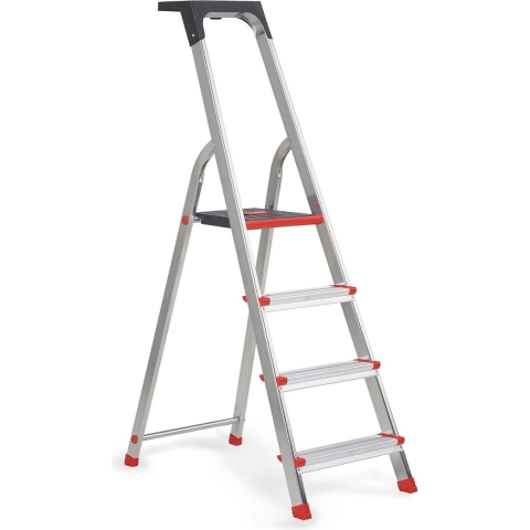 Altrex Lima Huishoudtrap - Aluminium - 4 Treden - Max. Werkhoogte 2.80 M.