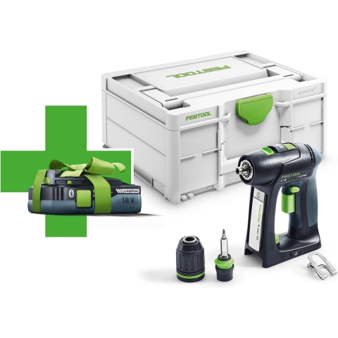 Festool C 18-Basic 18V Li-Ion Accu Schroefboormachine In Systainer - Met 4.0Ah Accu