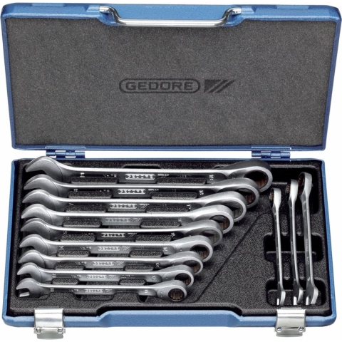 Gedore 7 R-012 12-delige Ringratel-steeksleutelset - 8-19mm