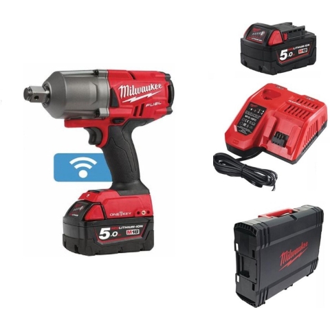 Milwaukee M18 ONEFHIWF34-502X 18V Li-Ion Accu Slagmoersleutel Set (2x 5,0Ah Accu) In HD Box - 3/4"- 1624Nm