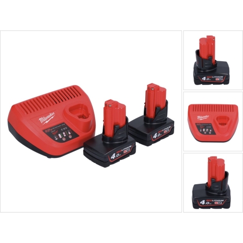 Milwaukee M12 NRG-402 12V Li-Ion Starterset Accu's En Lader - 4,0Ah