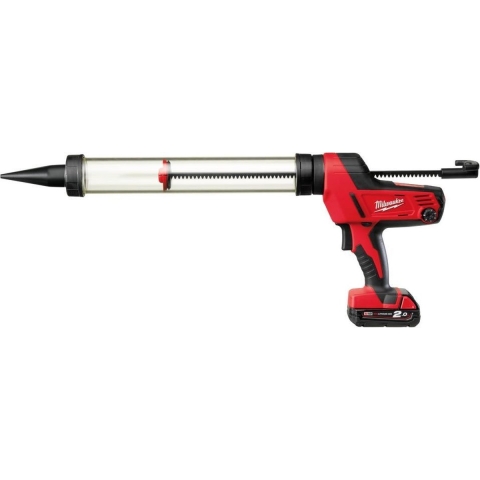 Milwaukee C18 PCG/600T-201B 18V Li-Ion Accu Lijm- En Kitspuit Set (1x 2.0Ah Accu) Incl. Worsthouder In Tas