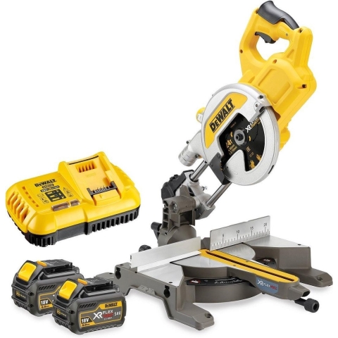 DeWALT DCS777T2 18V/54V XR FlexVolt Li-Ion Accu Afkort- En Verstekzaagmachine Set (2x 6.0Ah Accu) - 216 X 30mm - Koolborstelloos