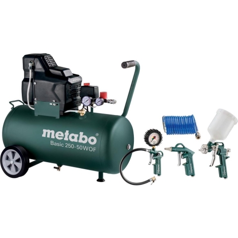 Metabo Basic 250-50 W OF Set Compressor + LPZ 4 Toebehorenset - 1500W - 8 Bar - 50L - 100 L/min