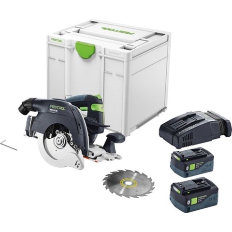 Festool HKC 55 5,0 EBI-Plus-SCA 18V Li-Ion Accu Pendelkapzaag Set (2x 5,0Ah) In Systainer - 160mm