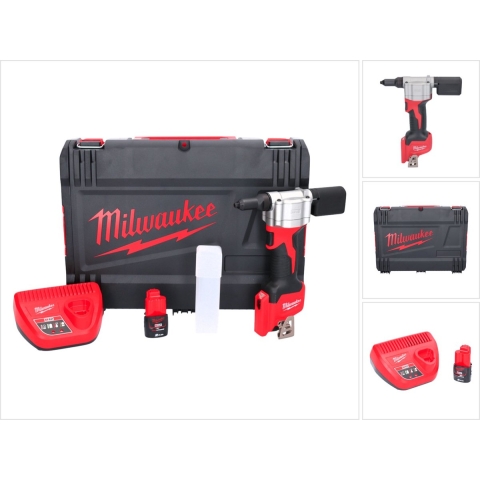 Milwaukee M12 BPRT-201X 12V Li-Ion Accu Blindklinknagel Set (1x 2,0Ah Accu) In HD Box - 9000N