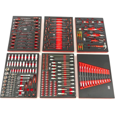 HBM 245-delige PREMIUM inlay voor gereedschapswagen ROOD