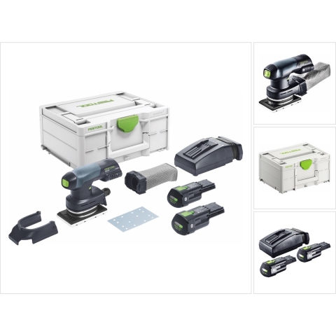 Festool RTSC 400 3,0 I-Plus 18V Li-Ion Accu Vlakschuurmachine Set (2x 3,0Ah) In Systainer - 80 X 130 Mm