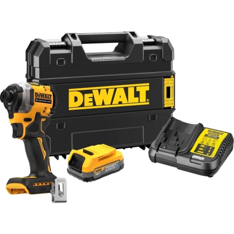 DeWALT DCF850E1T-QW - 18V Li-ion XR Ultra Compacte Accu Slagschroevendraaier Set (1x PowerStack Accu) - 3 Snelheden In TSTAK Koffer