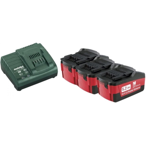 Metabo 685048000 18V Li-Ion Accu Starterset (3x 5.2Ah) + Lader