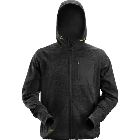 Snickers 8041 FlexiWork Fleece Trui Met Capuchon - Zwart - Maat M