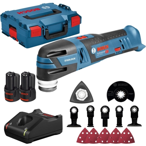 Bosch GOP 12V-28 12V Li-Ion Accu Multitool Set (2x 3.0Ah Accu) + 12 Delige Accessoireset In L-Boxx