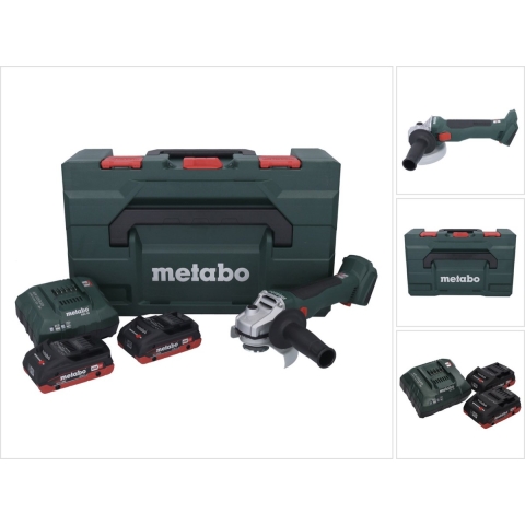 Metabo W 18 L BL 9-125 18V Li-Ion Accu Haakse Slijper Set (2x 4,0 Ah) In Metabox - 125mm