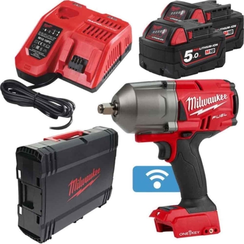Milwaukee M18 ONEFHIWF12-502X ONE-KEY 18V Li-Ion Accu Slagmoersleutel Set (2x 5.0Ah Accu) In HD Box - 1898Nm - Koolborstelloos - 1/2"