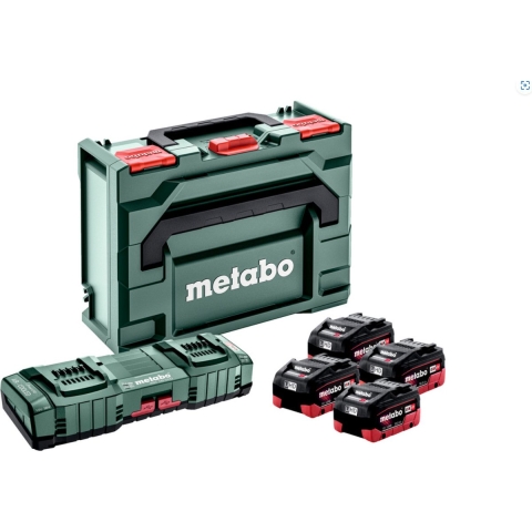 Metabo 685143000 18V Li-Ion Accu Starterset (4x LiHD 10Ah) + Duolader ASC 145 In MetaBOX